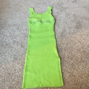 House of Harlow 1960 Lime Green Ribbed Midi Dress